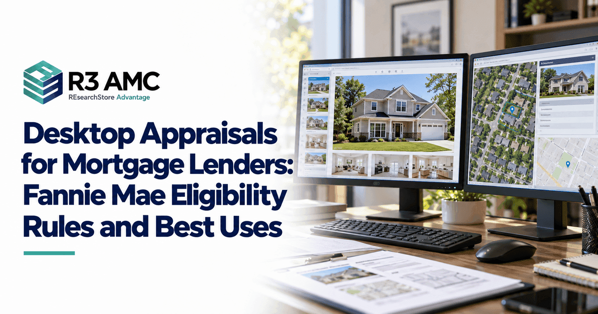 R3 AMC guide: Desktop Appraisals for Mortgage Lenders: Fannie Mae Eligibility Rules and Best Uses